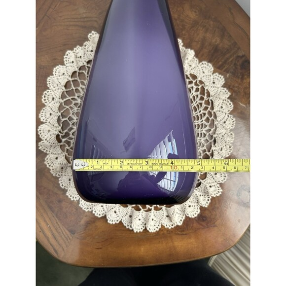 Bouquet Of Murano Hand Blown Long Stem Glass Flowers In A Purple Glass Vase - Picture 10 of 11
